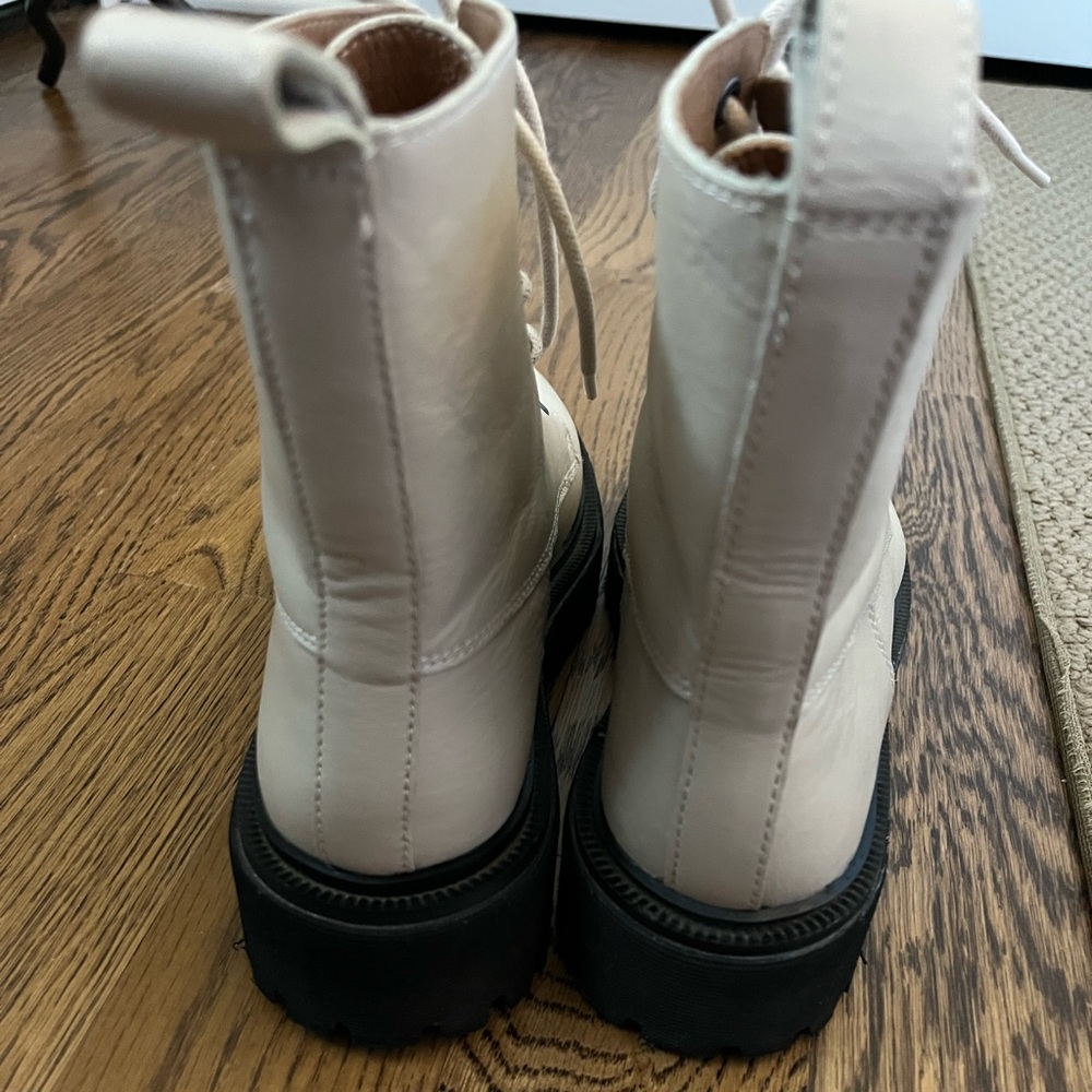 Madewell Rayna Lace Up Cream Lug Sole Combat Boots Size 7 - Picture 6 of 13